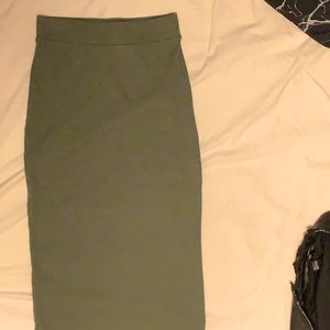 Army green midi tight skirt